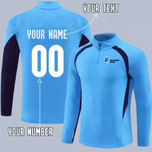 Custom Quarter-Zip Long Sleeve Training Jersey - Light Blue
