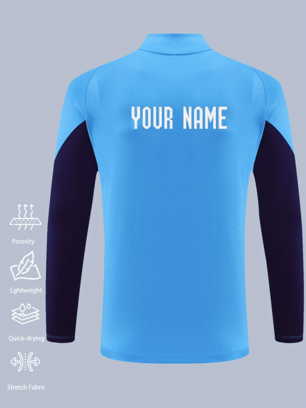 Custom Quarter-Zip Long Sleeve Training Jersey - Light Blue - Image 3