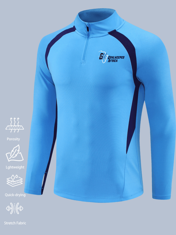 Custom Quarter-Zip Long Sleeve Training Jersey - Light Blue - Image 2