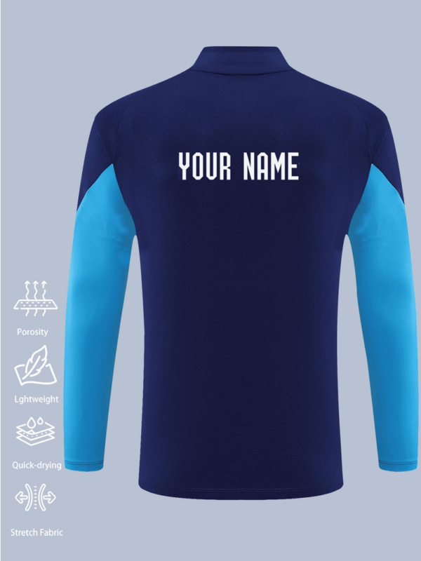 Custom Quarter-Zip Long Sleeve Training Jersey - Royal Blue - Image 3
